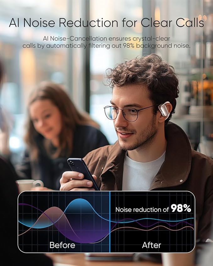 Open Ear Headphones, 0.28oz Lightweight Next-Gen Bluetooth 5.4 Air Conduction Wireless Earbuds w/Extra Bass, 48H Playtime, 3 EQ Modes, ENC Mic, IPX5, Snug Fit for Workout Running Gold Rose