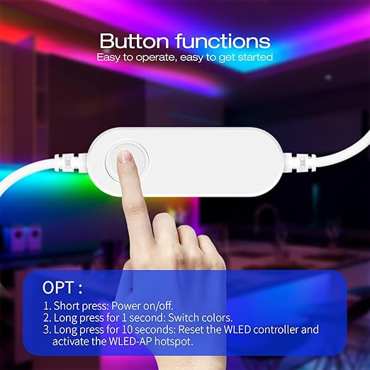 GLEDOPTO WLED ESP8266 Mini LED Strip Controller DC 5V USB RGB IC Digital Dynamic DIY Lights for WS2811 WS2812 WS2812b SK6812 WS2815 Addressable LED Strip Light
