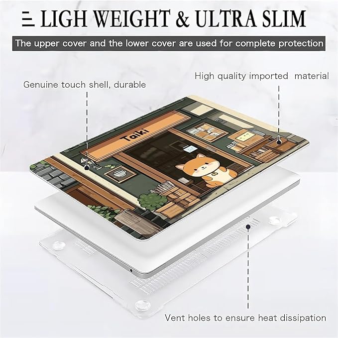 Compatible with MacBook Air 13.3 13.6 Inch Case 2022 2021 2020 2019 Plastic Hard Shell Case Cover,13.6 Air (A2681) M2 2022, A Cute Shiba