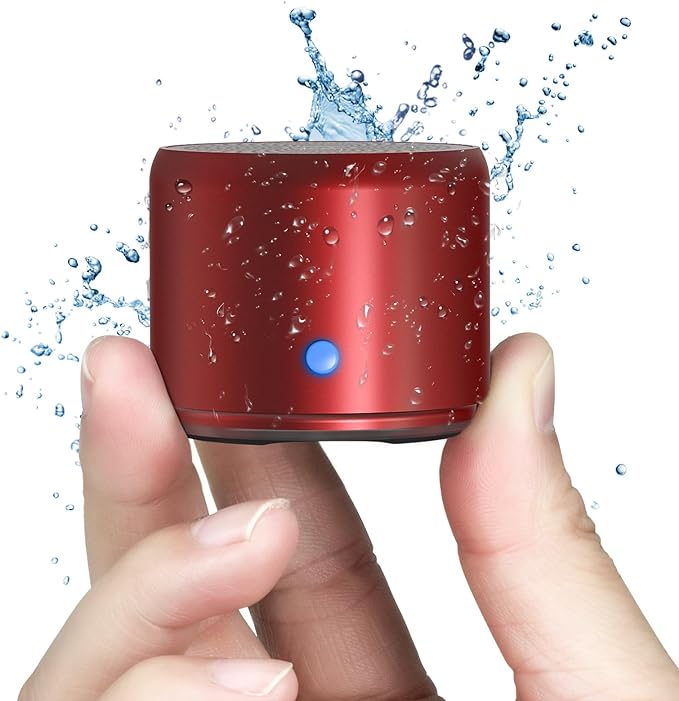 EWA Travel Case Packed, A106 Pro Portable Bluetooth Speaker with Custom Bass Radiator, Brief Design, IP67 Waterproof, Perfect Mini Speaker for Shower, Room, Bike, Car (Red)