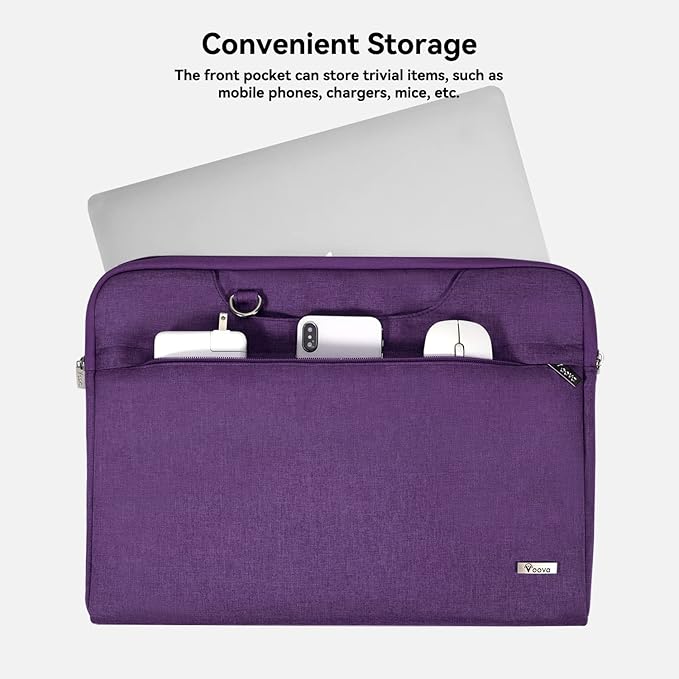 Voova Laptop Bag 15.6 Inch for Women, Waterproof Computer Sleeve Carrying Case with Shoulder Straps & Handle Compatible with Macbook Air 15, MacBook Pro 15/16, 15-16 Inch Hp Dell Lenovo Asus, Purple
