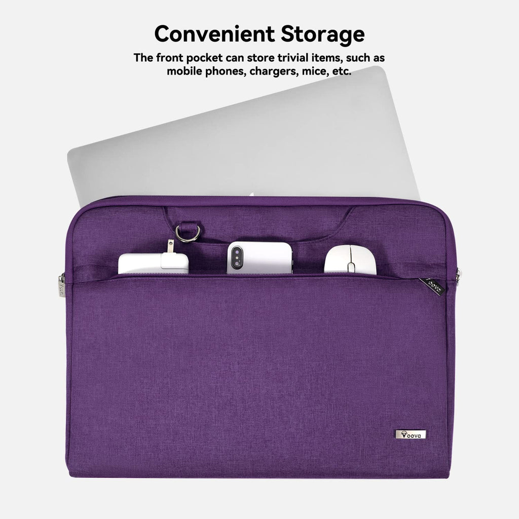 Voova Laptop Bag 15.6 Inch for Women, Waterproof Computer Sleeve Carrying Case with Shoulder Straps & Handle Compatible with Macbook Air 15, MacBook Pro 15/16, 15-16 Inch Hp Dell Lenovo Asus, Purple