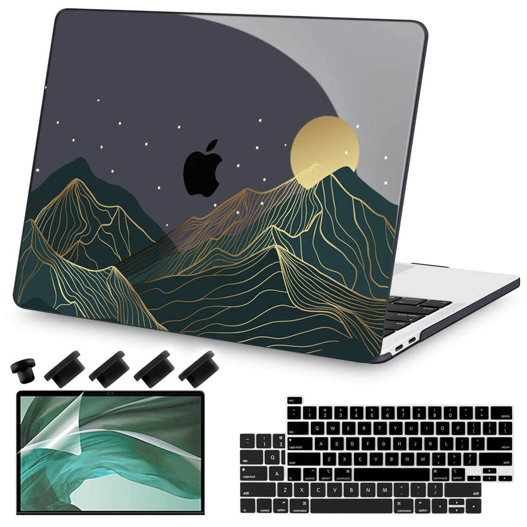 Teryeefi MacBook Pro 13 Inch Case, Hard Shell, Keyboard Cover, Screen Protector, A2338 A2251 A2289 A2159 A1989 A1706, Landscape