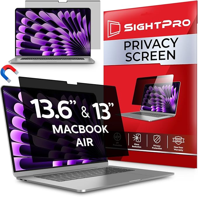 Magnetic Privacy Screen for MacBook Air 13 & 13.6 Inch (2022-2025, M2, M3, M4) Removable Laptop Privacy Filter Shield and Protector