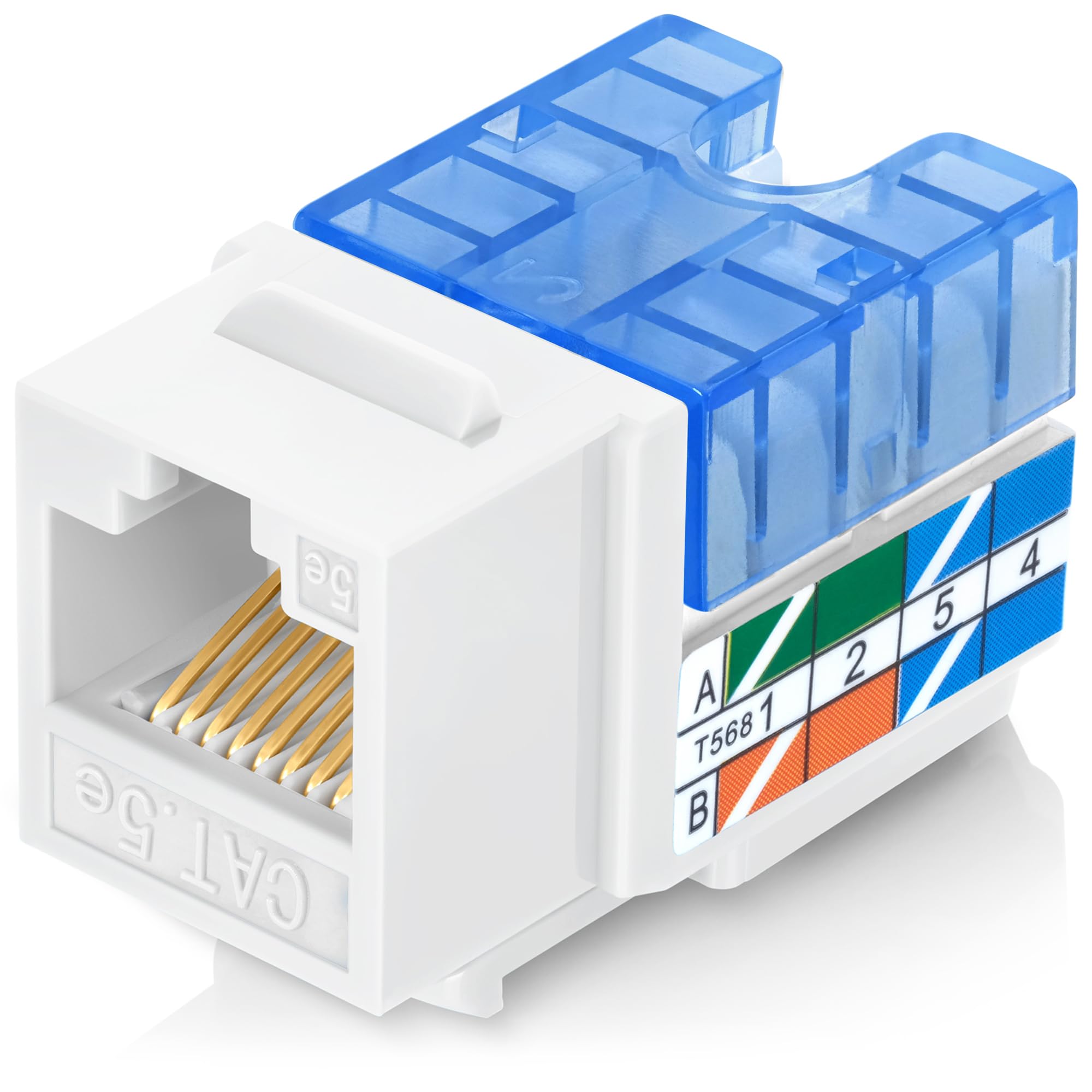Everest 90 Degree RJ45 Cat5e Keystone Jacks Slim Profile 100-Pack White