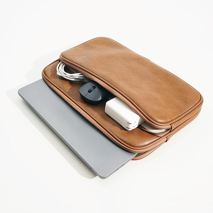 Laptop Sleeve Bag 13 Inch Compatible with 2024 MacBook Air 13 M3 M2 M1, New MacBook Pro 13 M2 M1, Dell XPS 13 Color Brown