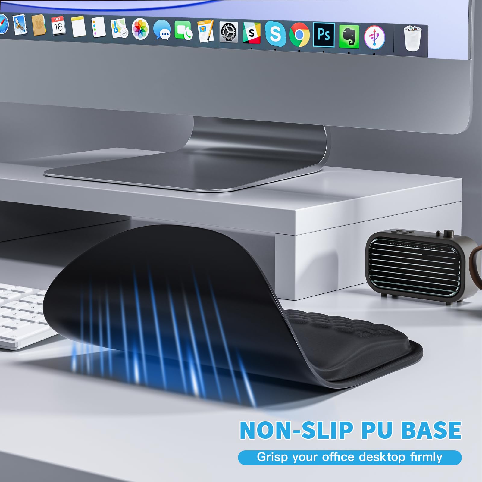 Aszqvd Mouse Pad with Wrist Rest, Ergonomic Mousepads with Wrist Support, Soft Lycra Fabric Memory Foam Office Desk Accessories for Comfort/Pain Relief/PC Gaming/Computer/Laptop (Black)