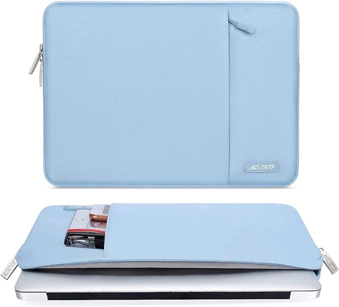 MOSISO Laptop Case 13.3 inch, 13-13.3 inch Laptop Sleeve Compatible with MacBook Air/Pro 13 / Pro 14, HP Dell ASUS Lenovo Notebook, Polyester Vertical Computer Sleeve Bag with Pocket, Air Blue