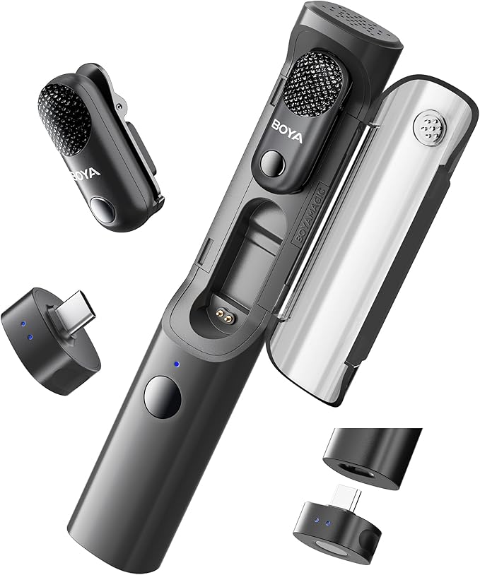 BOYA Magic-05 Wireless Lavalier Microphone, 30Hrs Battery,328FT Los Range, Safety Track &Limiter, Ai Noise Reduction USB-C Wireless Lapel Mini Mic for Android iPhone 16/15 Audio Video Live Broadcast