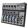 Dj Mixers 7 Channel Audio Mixer Sound Board with Bluetooth, Usb Audio Interface with 48V Phantom Power Sounds Mixer Board with FX Reverb Delay Effect for Streaming