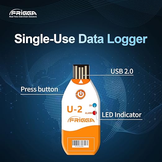 Frigga 50 Pack USB Temperature Data Logger Single Use Temperature Recorder 100 Days High Accuracy Thermometer Monitor 14400 Points with PDF CSV Report, U2