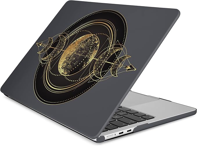 Batianda Premium Case for New MacBook Air 15 inch 2025 M4 2024 2023 with M3 M2 Chip Model A3114, Designed Black Protective Plastic Hardshell & Keyboard Cover & Screen Protector, Moon Magic