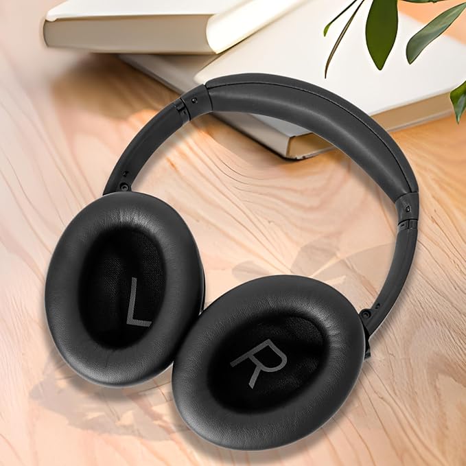 GEVO Replacement Ear Pads for Bose QC45, Ear Cushions for Bose QuietComfort 45 (QC45) & Quiet Comfort SE (QC SE) Headphones, Earpads with Softer Leather Noise Isolation Foam (Black)