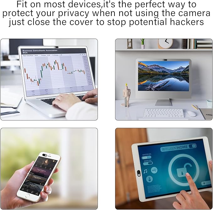 Webcam Cover Slide, 14 Pack Webcam Cover, Ultra-Thin Camera Cover for Laptop, Desktop, PC, MacBook, iPad, Tablet, iPhone, Cell Phone, Laptop Camera Cover Slide to Protect Your Privacy(Black)
