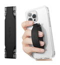 SURITCH Phone Grip Strap Finger Loop Holder for Back of Phone, 2-in-1 Soft Silicone Gripper Kickstand for iPhone Samsung and Most Cell Phone Cases, 3.94" Black