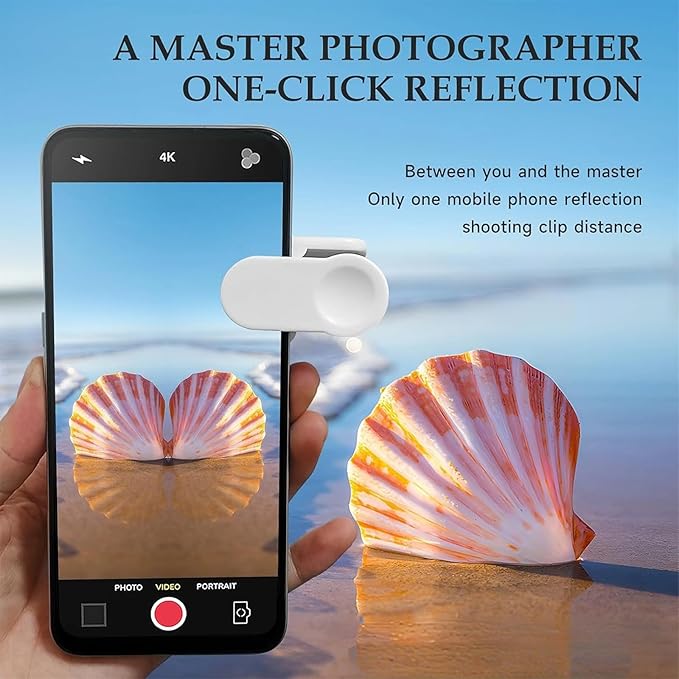 Mirror Effect Lens - Capture Stunning Reflections Instantly, Smartphone Camera Mirror Reflection Clip Kit, Adjustable HD Glass Smartphone Photography Flip Mirror, for Travel Photography (Black-2Pcs)