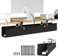 Zilink No Dril Under Desk Cable Management Tray 30" Standing Desk Cable Management Clamp/Screw Mount Under Table Cord Premium Fabric Wire Organizer Management for Home Office