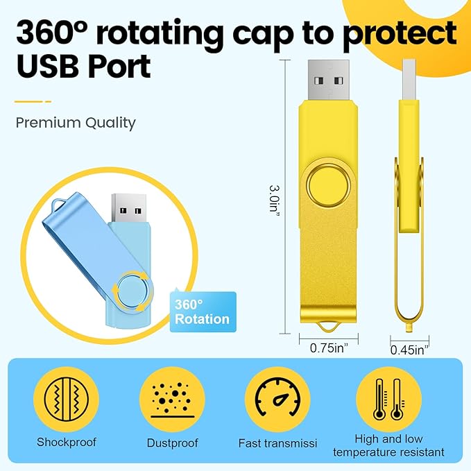 Kepmem 10 Pack 8GB USB Flash Drive, 8 GB Multipack USB 2.0 Memory Stick Thumb Drives Jump Drive Pen Drive Bulk with Lanyard for PC Laptop Computer