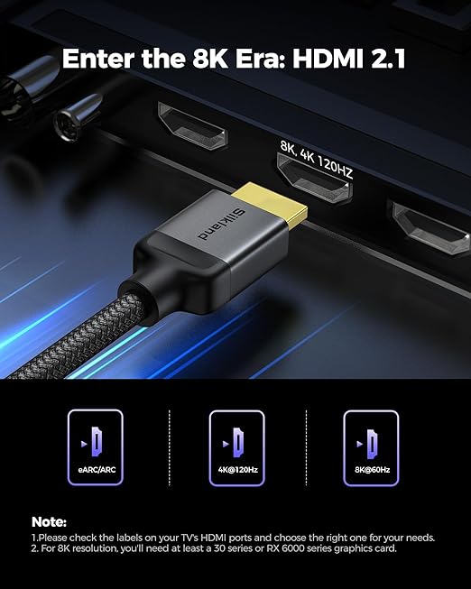 Silkland Long 10K 8K HDMI 2.1 Cable 40ft, (Upgrade Braided) Ultra High Speed HDMI Cable [8K@60Hz, 4K@120Hz] 48Gbps, HDR 10+, eARC, ARC, HDCP 2.2/2.3, Compatible for PS5/Xbox/Soundbar/Roku TV