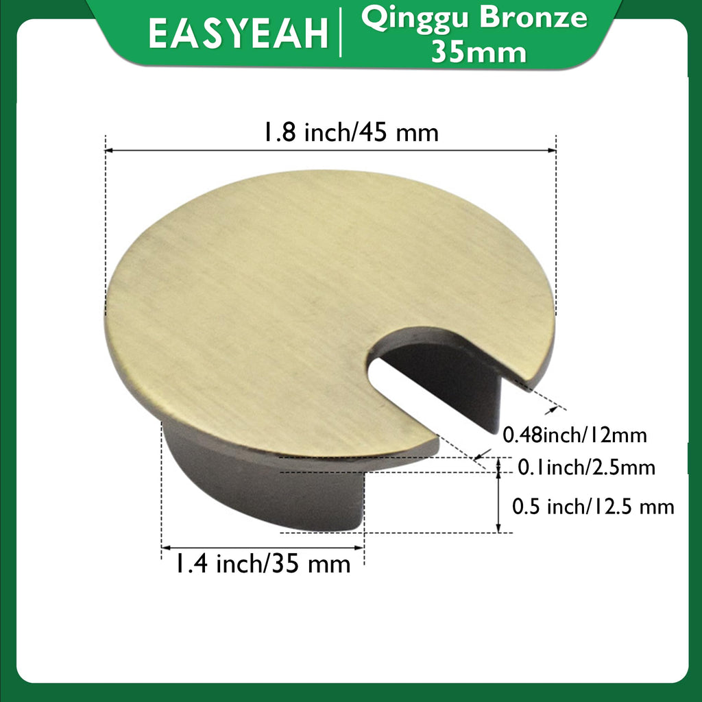 EASYEAH 2 Pcs Desk Grommet 1-3/8" / 35 mm, Zinc Alloy Desk Cord Hole Cover