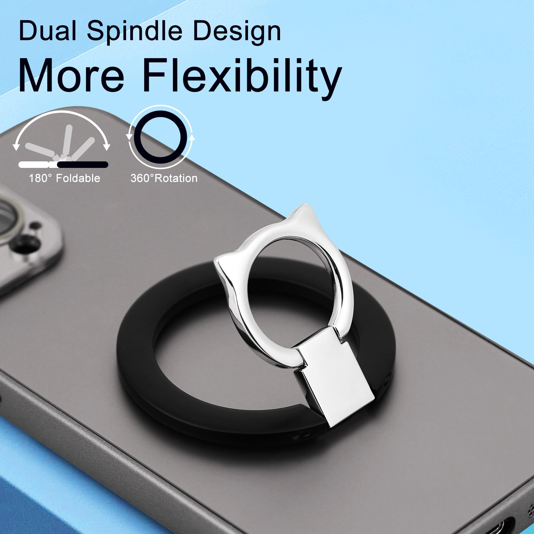 Magnetic Phone Grip for MagSafe, EI Sonador Magnet Phone Ring Holder, Removable, Compatible with iPhone 14 Plus 13 12 Pro Max Mini (Black)