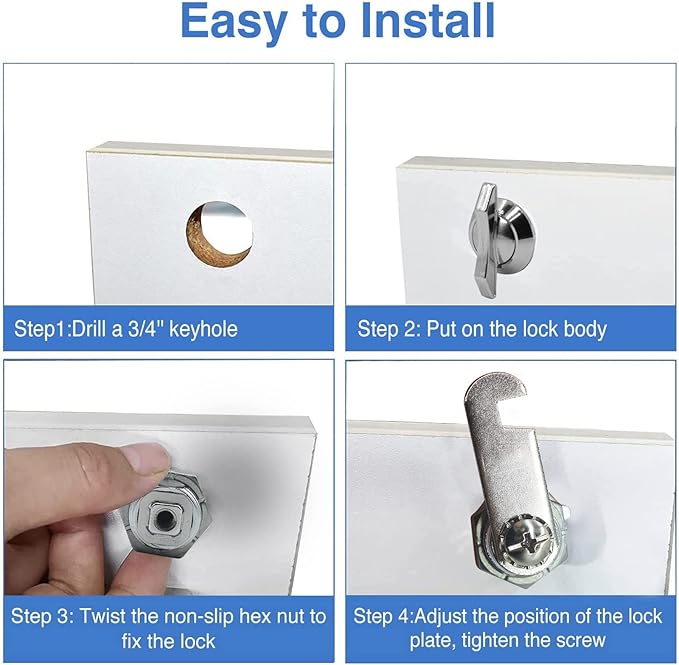 Thumb Operated Offset Cam Lock, 5/8" Cylinder Fits on 3/8" Max Door Thickness, Non-Locking Cam Lock for RV Compartment Storage Door, Cabinets, Drawers (5/8 Inch 6Pack) Silver