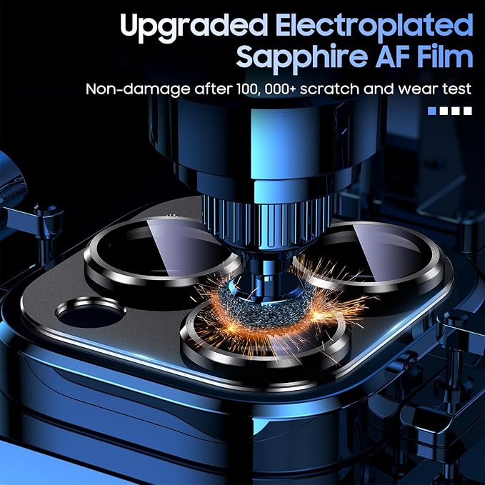 Uyiton Compatible with iPhone 15 Pro/iPhone 15 Pro Max Camera Lens Protector, [Not Easy to Break][Strong Adsorption][Case-Friendly] Metal Tempered Glass Rear Camera Screen Cover - Matte Black