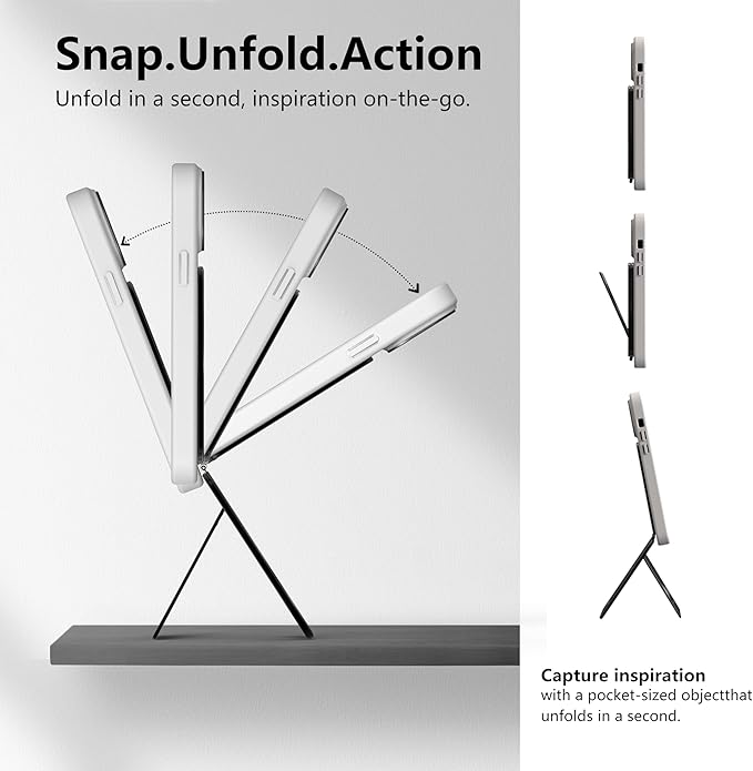 Phone Tripod Stand, Aluminum Alloy Mini Tripod Compatible with Magsafe iPhone 16/15/14/13/12 Series, Foldable Strong Magnetic Phone Stand, Mult-Angle Adjustment Selfie Stick (Mosaic Grey)
