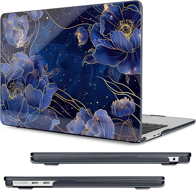 Compatible with MacBook Air 15 inch Case, M4 A3241/M3 A3114/M2 A2941 (Released 2025 to 2023), Hard Shell, Keyboard Cover, Screen Protector, Webcam Cover & Type-C Adapter, Starry Flower