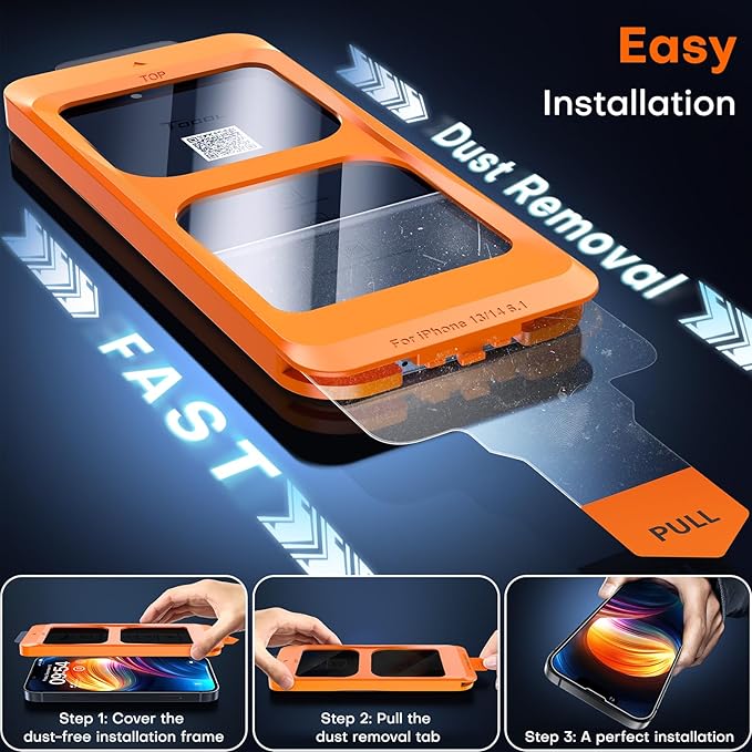 TOCOL for iPhone 16e Privacy Screen Protector/iPhone 13 Privacy Screen Protector True 25°Anti Spy 9H+ Hardness Tempered Glass for iPhone 13 Full Coverage Screen Protector Easy Installation 2 Pack