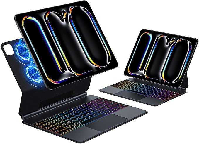 iPad Pro 13 Inch Case with Keyboard (M4, 2024) - 7-Color Backlit Magic Keyboard Case, Features Easy-Set Magnetic Stand, Built-in Multi-Touch Trackpad & Wireless Connectivity, Black