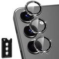 Avocase for Samsung Galaxy S25 Camera Lens Protector, Individual Metal Ring Tempered Glass Lens Cover, [Strong Adsorption] Scratch Resistant Ultra-Thin HD Clear Lens Cover, 1 Set-Black Sparkly