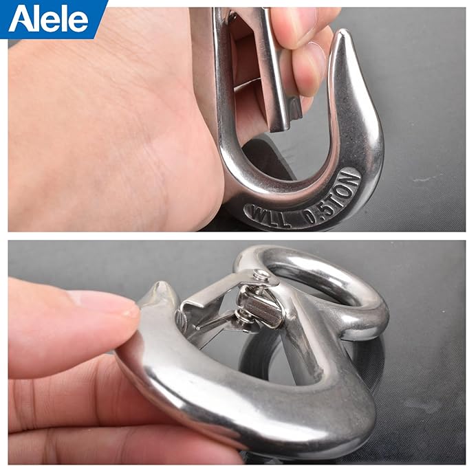 Alele 2Pack 0.5T Crane Scale Grab Hooks,Slip Hooks,Stainless Steel Lifting Hook Rigging Accessory