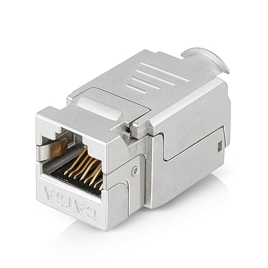 Everest Media Solutions RJ45 Shielded Keystone Jack - 6-Pack - Slim Profile, 90 Degrees, F/STP Female Connector - Tested for CAT5e, CAT6, CAT6A, CAT7 - up to 10GB Speed