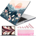 DONGKE for M4 MacBook Pro 16 Inch Case 2024 2023 2021 A3403 A3186 M3 A2991 M2 A2780 M1 A2485 Pro/Max Chip, Plastic Hard Shell Case & Keyboard Cover for Mac Pro 16 with Touch ID, Sun & Daisies