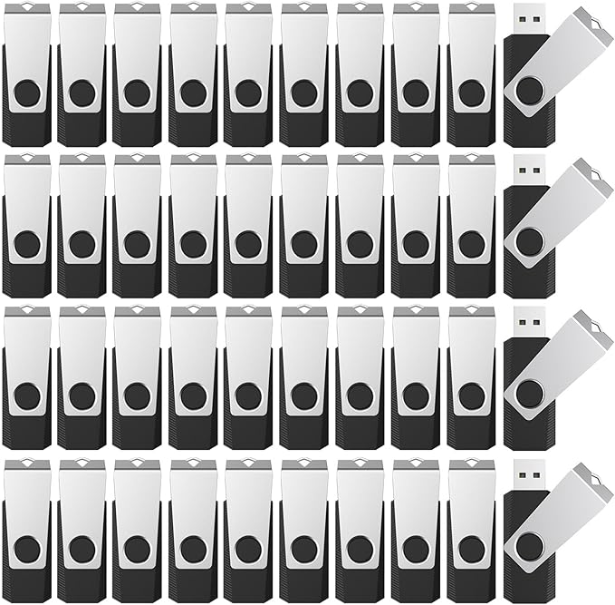 KEXIN 16GB USB Flash Drive Bulk 100 Pack 16G Thumb Drive Swivel Drive USB 2.0,Black,16GB 100 Pack