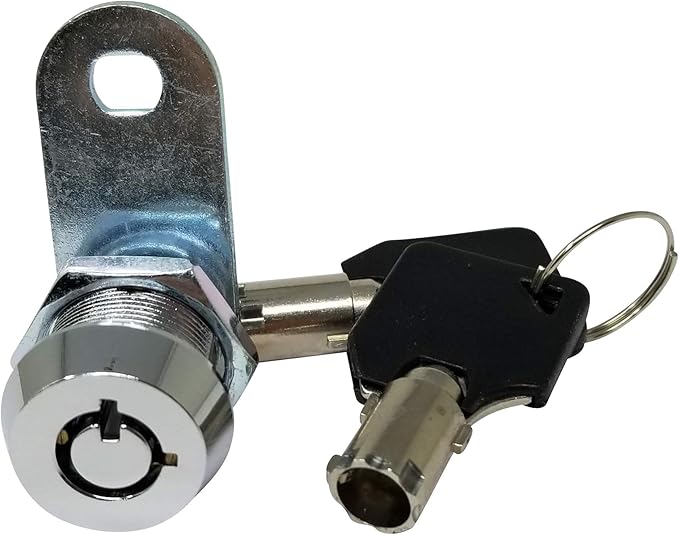 Admiral Locks Tubular Cam Lock, Keyed Alike Removable Key RV Compartment Storage Lock Cabinet Locks (Chrome Pack of 1, 5/8" 90°)