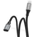 AGVEE 2 Pack 4 inch Lightning Extension Cable, Braided Female to Male Extender Full Function Cord Compatible with iPhone iPad, Data Sync Video Audio & Charging Connector Adapter, Dark Gray