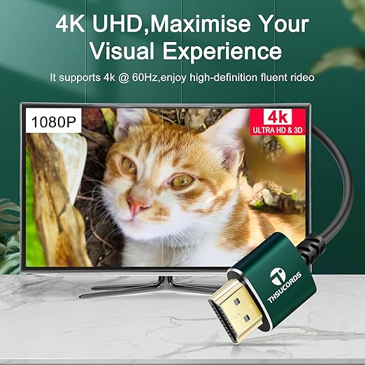 Slim HDMI Cables 1.6FT 5Pack, Ultra Soft & Thin HDMI to HDMI Cord, Extreme Flexible & Skinny HDMI Wire Supports High Speed 4K@60Hz 18gbps 2160p 1080p