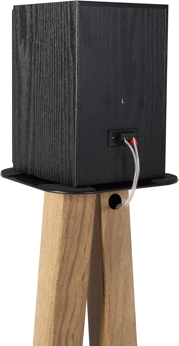 EXIMUS One Pair Fixed Height Universal Speaker Floor Stands - Oak - 600 Series