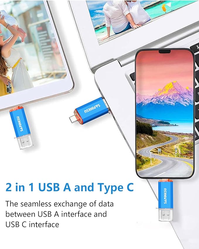 32GB 3 Pack 2-in-1 USB C Flash Drive Type-A+Type-C 3.1 Dual Drive OTG,Speed Up to 120MB/s USB C Storage Flash Drive Compatible with iPhone 16/15, Android Smartphone/Tablets/Computers