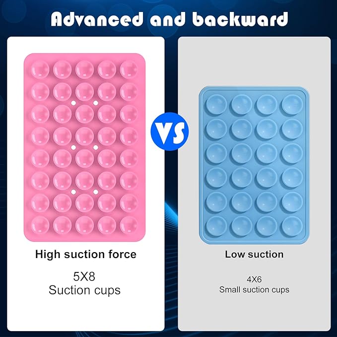 Silicone Double Sided Suction Phone Case Mount, Detachable Hands Free & Strong Grip Holder for Selfies & Videos, Compatible iPhone Android (Pink, 1Pack)
