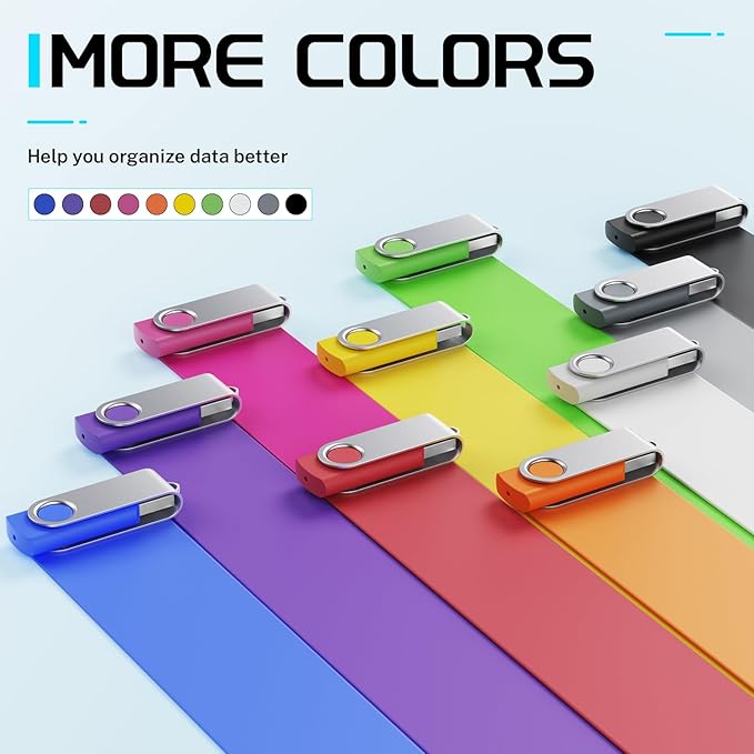 FEBNISCTE 2GB Flash Drive 10 Pack, Thumb Drive High Capacity, Bulk USB Flash Drives 2 GB Metal Swivel, USB 2.0 Jump Drive Memory Stick Portable, Pen Drive Zip High Speed for Data Storage