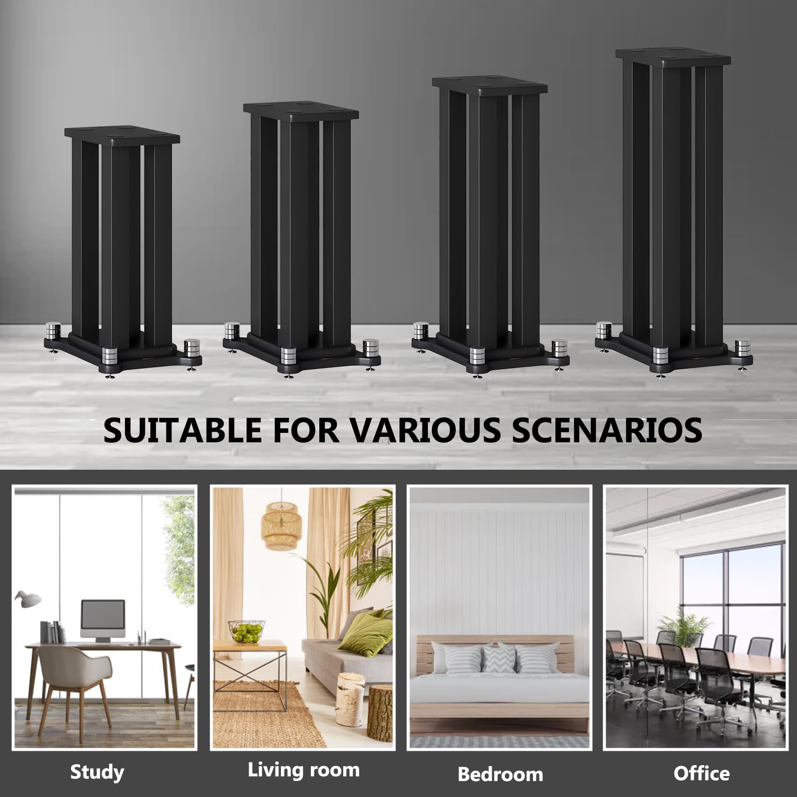 A Pair of Speaker Stands, Bookshelf Speaker Stand Steel Frame Support for Speakers up to 40 kg, Vibration-Absorbing MDF Design, Studio Monitor Stands Improves Sound Quality (20cm/7.8in)