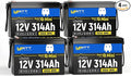 48V 314Ah (4 Packs) Mini LiFePO4 Lithium Battery with Bluetooth, Low-Temp Protection, 10000+ Deep Cycles, 16kWh Energy, for RV, Off-Grid, Solar Power System, Home Backup, Back up Power, Marine