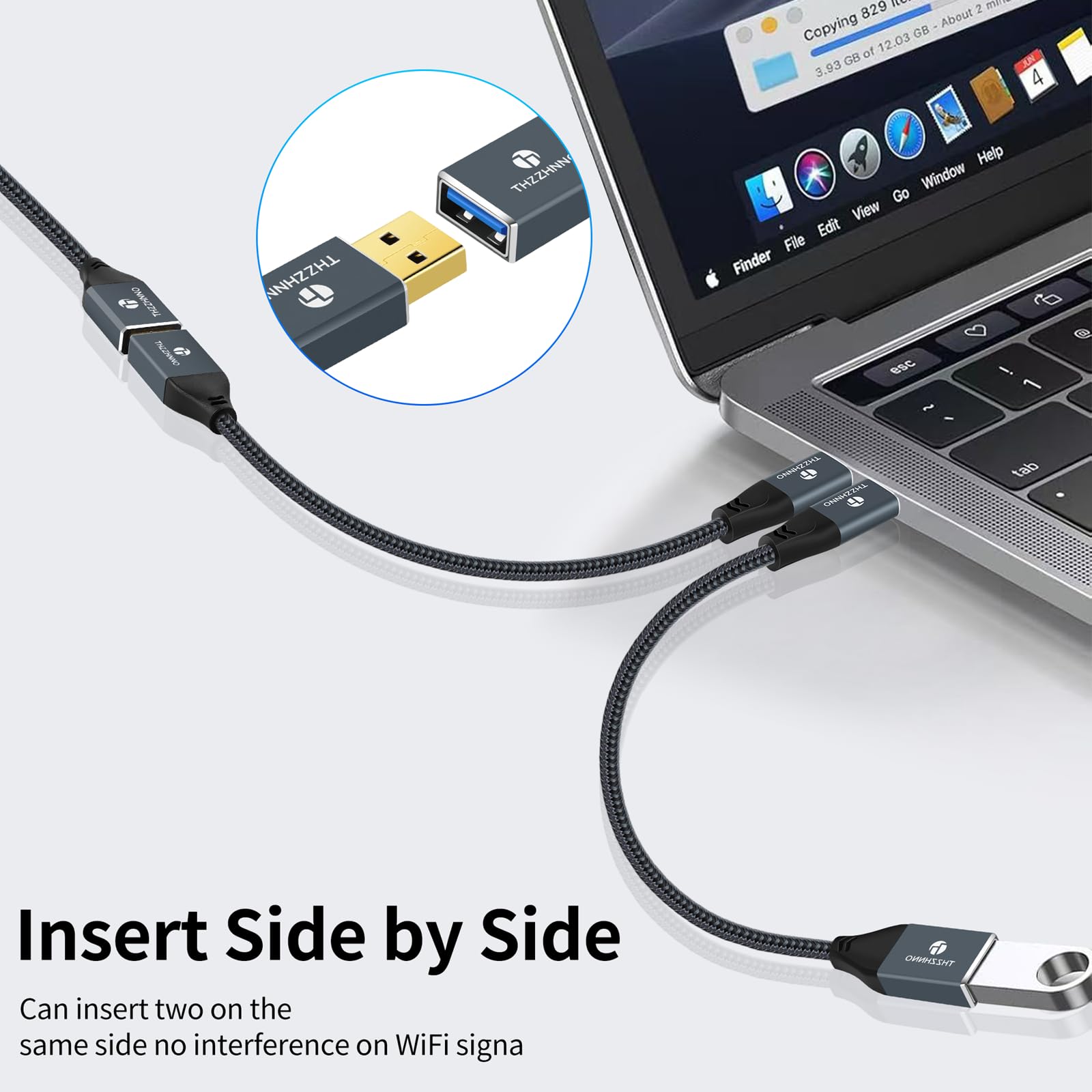Thzzhnno USB 3.0 Extension 26FT, USB Male to Female USB 3.0 Extender Cable for Webcam, Camera, Phone, USB hub, Mouse, Keyboard, Printer, Hard Drive, Headset