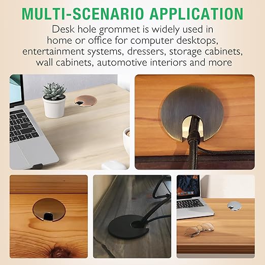 2 Pcs Desk Grommet 1-3/8" / 35 mm, Desk Cord Hole Cover, Cable Grommet Metal Zinc Alloy Materilal, Desk Hole Grommet for Home & Office Pc, Detachable Cable Cord Organizer-Bright Silver