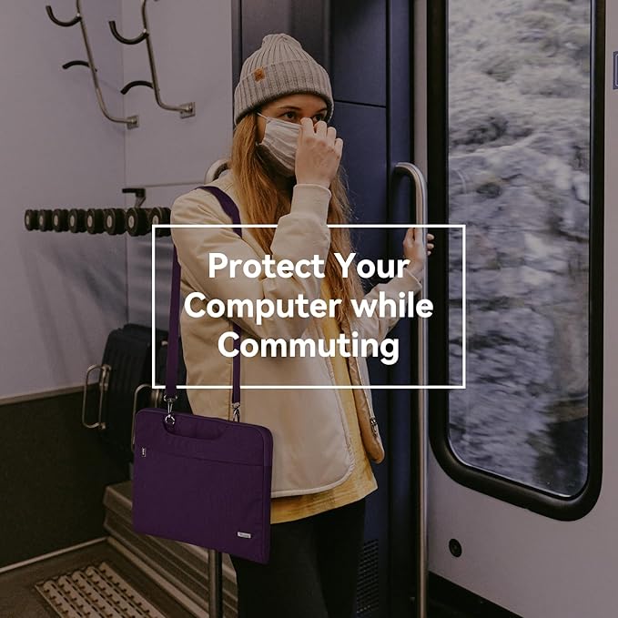 Voova Laptop Bag 15.6 Inch, Waterproof Computer Sleeve Carrying Case with Shoulder Straps & Handle Compatible with Macbook Air 15 M2/M3/M4, MacBook Pro 15/16, 15-16 Inch Hp Dell Lenovo, Dark Purple
