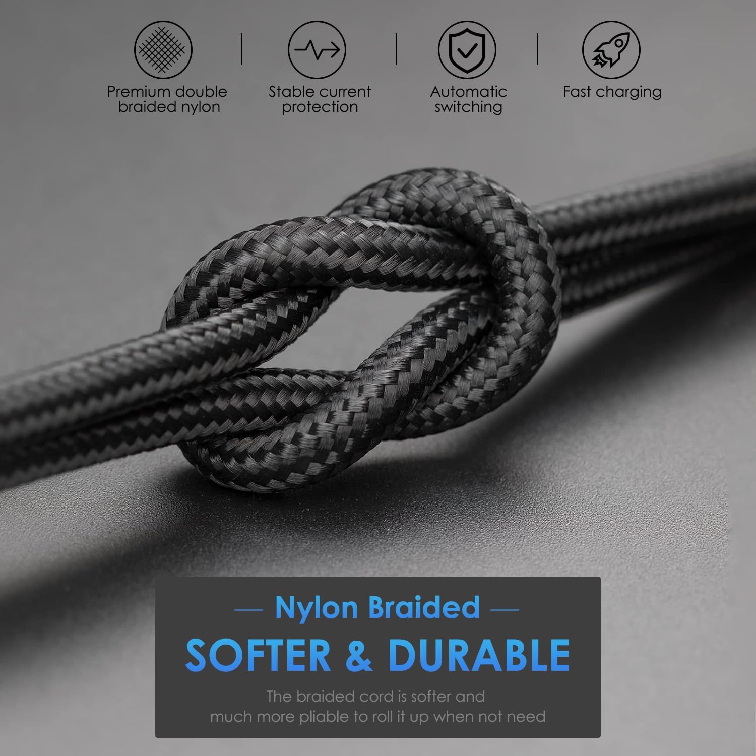 Long iPhone Charger Cable 10FT, 3Pack [Apple MFi Certified] USB-A to Lightning Cable Nylon Braided Fast Charging Cord Compatible with iPhone 14/13/12/11 Pro Max/XR/XS/X/8/7/Plus/6S iPad/iPod/AirPods