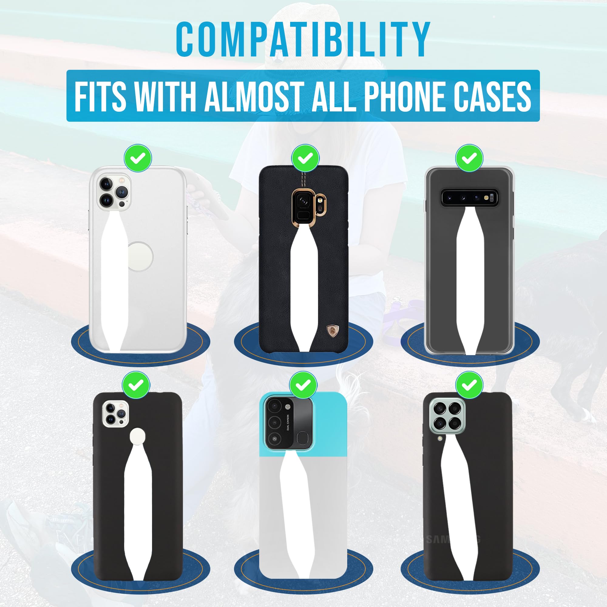 Switchbands Phone Grip Strap - Pack of 2 Reversible Finger Holder for Phone Back, Customizable Anti-Slip Design, Wireless Charging Compatible Detachable Holder for iPhone - Black & Grey